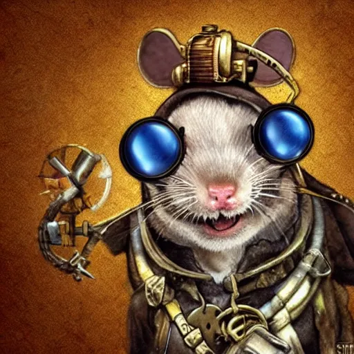 Image similar to a rat with steampunk googles, from Guild Wars