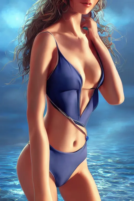 Prompt: beautiful young female in a swimsuit, stunning, highly detailed, digital painting, artstation, smooth, hard focus, illustration, art by artgerm