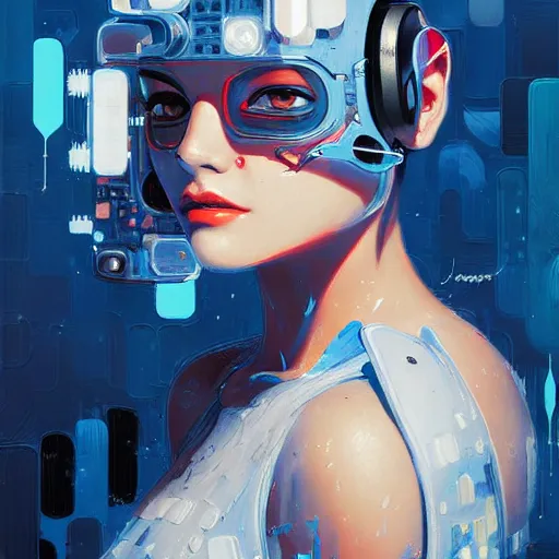 Image similar to palette knife artwork of a cybernetic princess, sharp focus, by james jean, by rossdraws, frank franzzeta, sakimichan