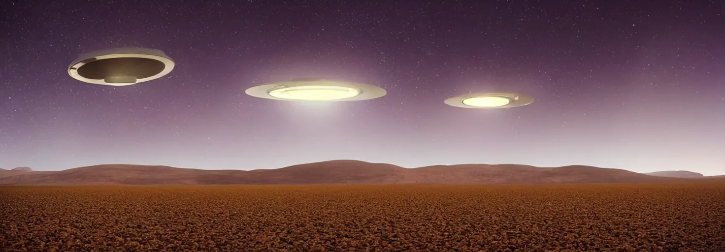 Image similar to A UFO flying over a farm in the Nevada desert at night, incredible light, cinematic, volumetric, 8K, concept art, trending on instagram