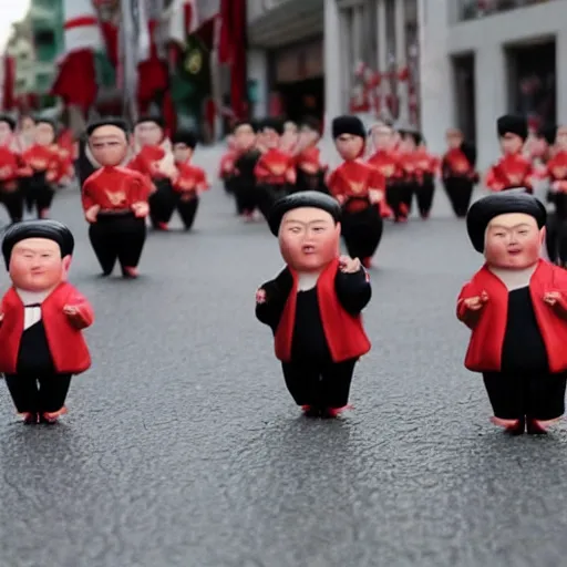 Image similar to the running of the kim jong - un dolls in pamplona