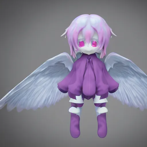 Prompt: cute fumo plush of a cursed fallen angel who forfeited her heart to the dark ones, eldritch tendrils, vray render with chromatic aberration