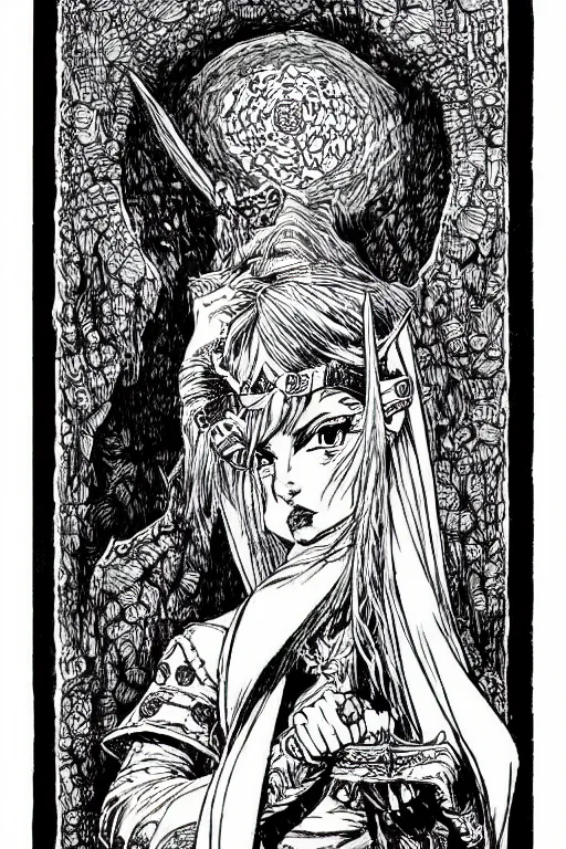 Image similar to zelda pen-and-ink illustration by Franklin Booth