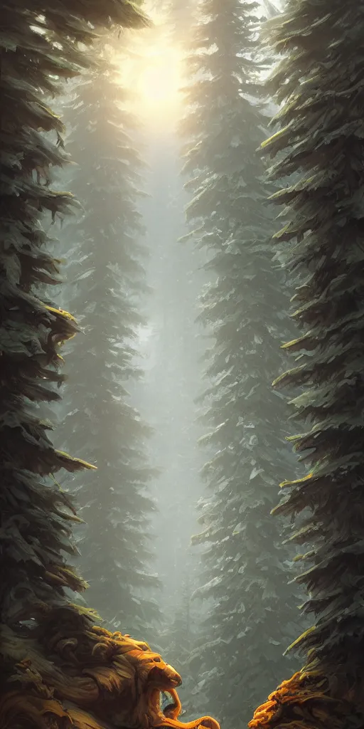 Image similar to group of pine trees by andreas rocha, by justin gerard, by anato finnstark