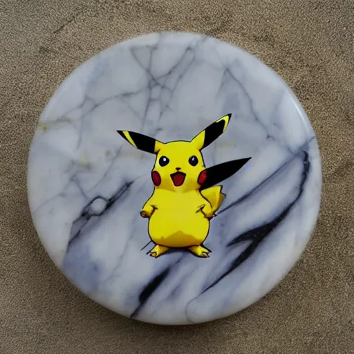 Image similar to pikachu made out of polished marble