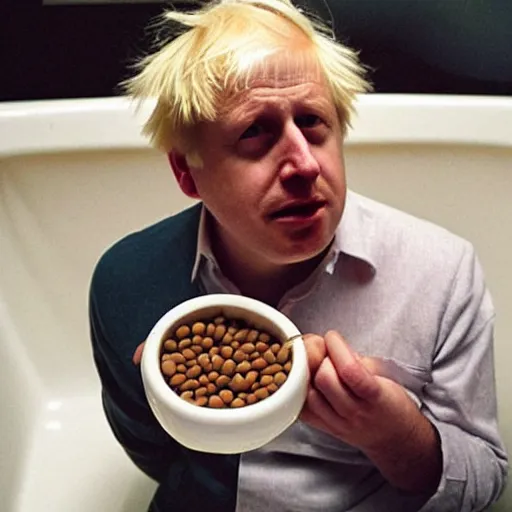 Prompt: “ boris johnson eating beans from a bathtub ”