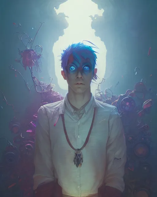 Prompt: highly detailed surreal vfx portrait of a nowpunk mage, stephen bliss, unreal engine, greg rutkowski, loish, rhads, beeple, makoto shinkai and lois van baarle, ilya kuvshinov, rossdraws, tom bagshaw, alphonse mucha, global illumination, detailed and intricate environment