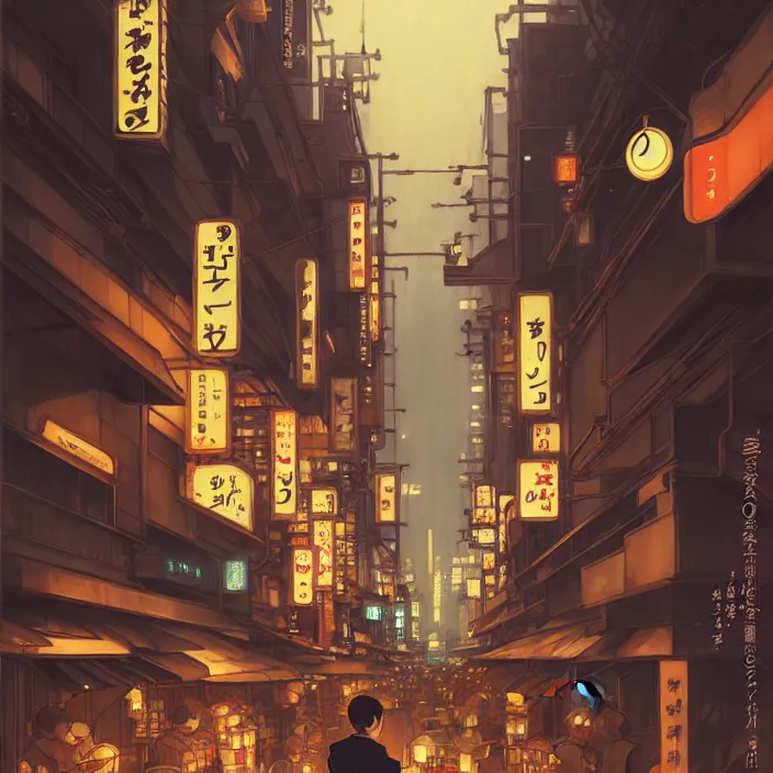 Image similar to empty tokyo at night, spring, in the style of studio ghibli, j. c. leyendecker, greg rutkowski, artem