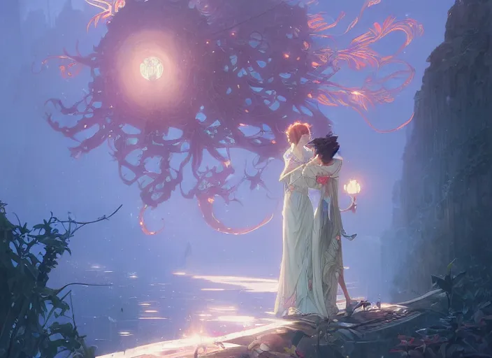 Image similar to highly detailed poster of'i love you ', stephen bliss, unreal engine, fantasy art by greg rutkowski, loish, rhads, ferdinand knab, makoto shinkai and lois van baarle, ilya kuvshinov, rossdraws, tom bagshaw, alphonse mucha, global illumination, radiant light, detailed and intricate environment