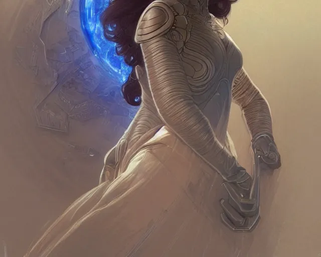 Image similar to portrait of saint alia atreides of the knife, blue eyes, eyes of the ibad, dune, science fiction, frank herbert, intricate, elegant, highly detailed, digital painting, artstation, concept art, sharp focus, illustration, art by artgerm and greg rutkowski and alphonse mucha