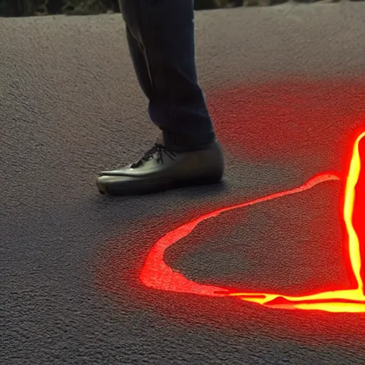 Image similar to film still of the tv show the floor is lava, but with real lava. person sinking into lava, 4 k.