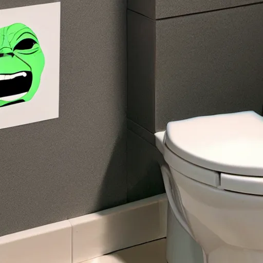 Image similar to toilet with angry facial expression, used by yoda