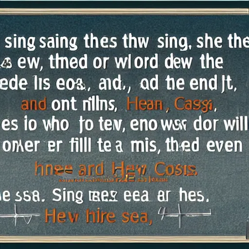 Prompt: sing to the lord a new song, his praise from the end of the earth, you who go down to the sea, and all that fills it, the coastlands and their inhabitants.