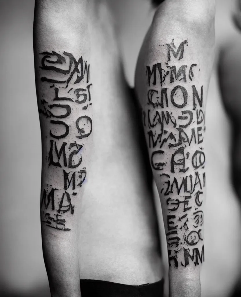 Image similar to closeup tattoo that reads gm, by annie leibovitz and steve mccurry, natural light canon eos c 3 0 0, ƒ 1. 8, 3 5 mm, 8 k, medium - format print