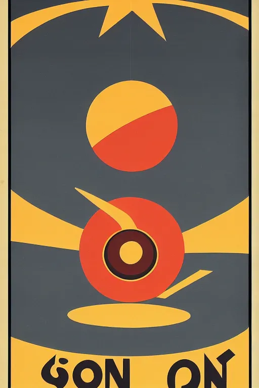 Prompt: poster of the sun, 1 9 5 0 s style, futuristic design, dark, symmetrical, washed out color, centered, art deco, 1 9 5 0's futuristic, glowing highlights, intense