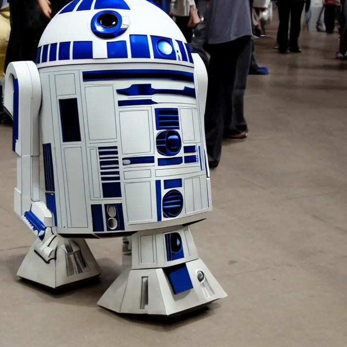 Image similar to anthropomorphized r 2 d 2 strutting around