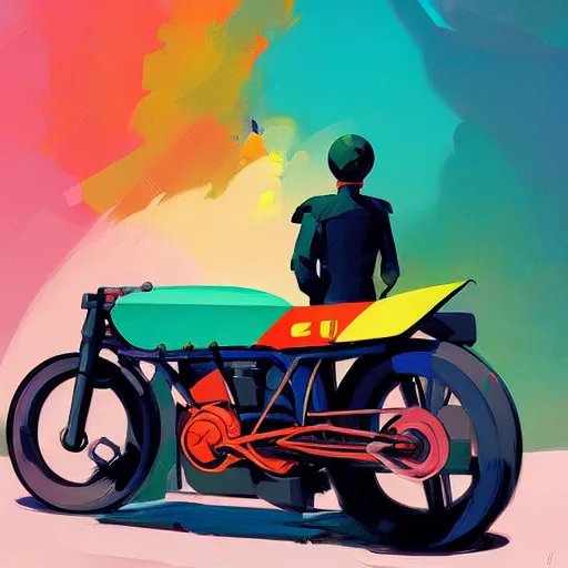 Image similar to 🌈 abstract concept motorcycle by atey ghailan and edward hopper