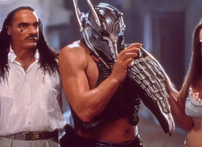 Image similar to scene from the 1 9 9 0 science fiction film poirot vs predator