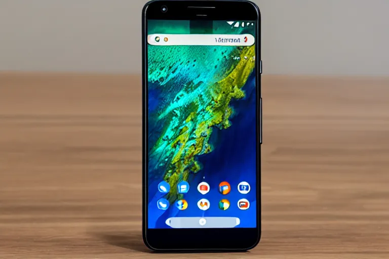 Image similar to a Google pixel phone with a bezel-less screen, Black Matte sides and a matte orange back.