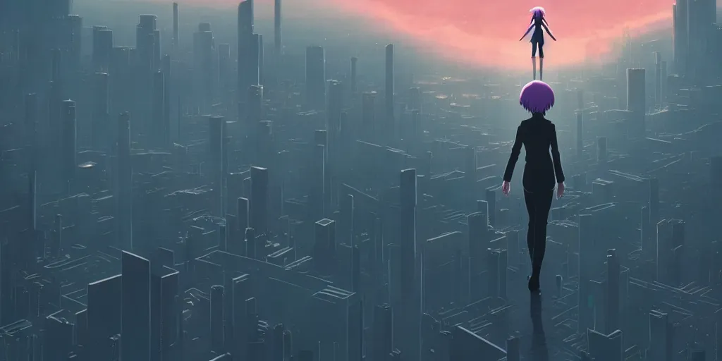 Image similar to twilight lighting, moody, atmospheric, solarpunk, eva - 0 1 from evangelion on a hill, rainy by ghibli studio and victor ngai, ghost in the shell, akira, pixar highly detailed, 8 k h 5 7 6