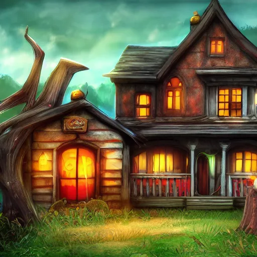 Prompt: monster house, trending on artstation, anime style 4 k