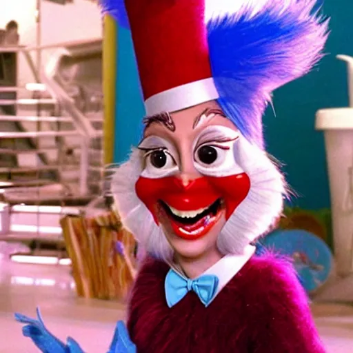 Image similar to movie still of lady gaga in cat in the hat 2003