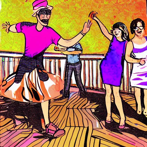 Prompt: roast chicken dancing in the disco, Digital Art