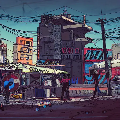 Prompt: tijuana cyberpunk by kirokaze