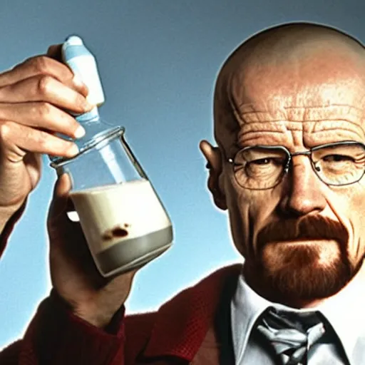 Image similar to walter white drinking milk