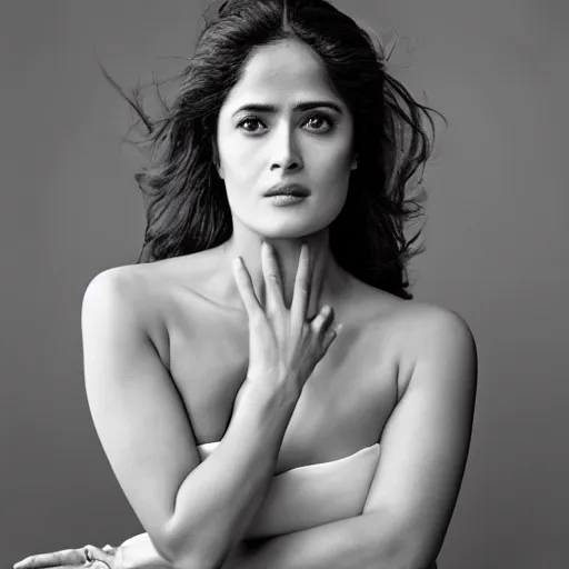 Image similar to salma hayek portrait picture by stefan kostic, golden hour, perfect symmetry, realistic, body shot, sharp focus, 8 k high definition, insanely detailed, intricate, elegant, cherry blossoms