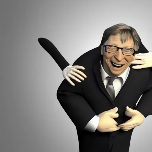 Prompt: Linux Tux strangling Bill Gates, 8k ultra HD, realistic 3D render, CGsociety, Artstation trending, CGI, choking Bill Gates, stranglehold