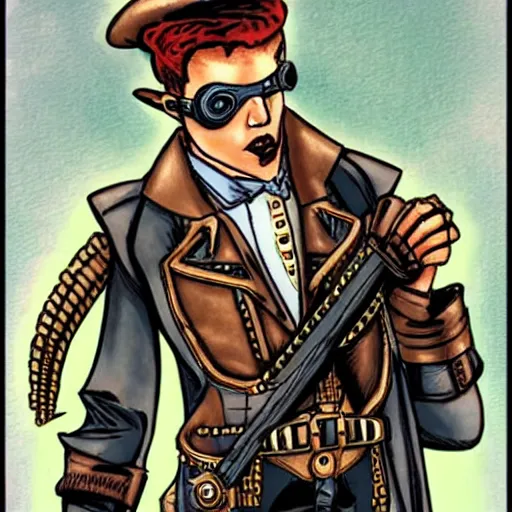 Image similar to steampunk superhero