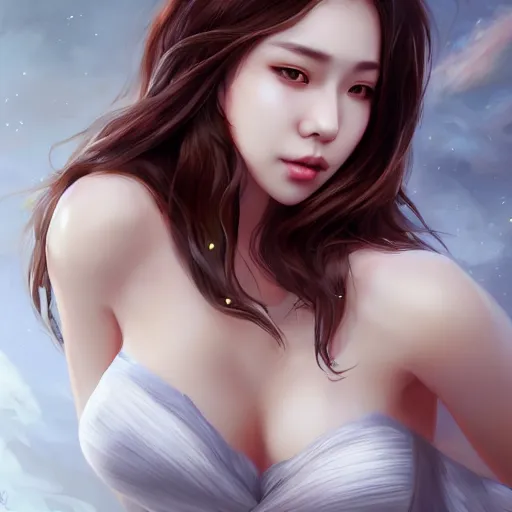 Image similar to realistic beautiful gorgeous natural mature curvy cute girl art drawn full HD 4K highest quality in artstyle by professional artists WLOP, Taejune Kim, yan gisuka, JeonSeok Lee, artgerm, Ross draws, Zeronis, Chengwei Pan on Artstation