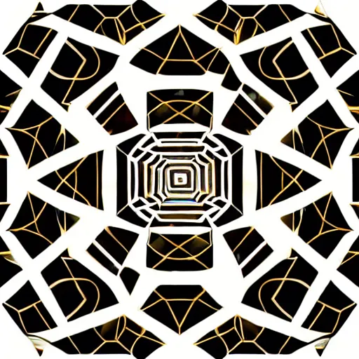 Image similar to ornate twisting three dimensional multilayered runic pattern vortex inside a hexagonal shape, intricate detail, complex, jade, gold, silver, obsidian