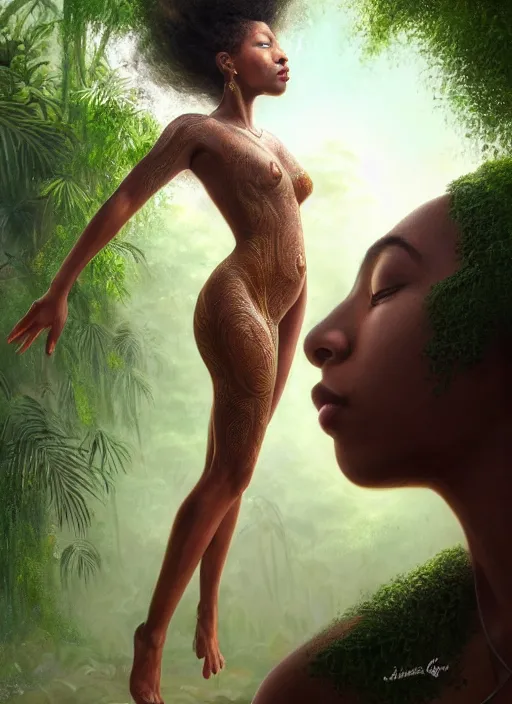 Prompt: elegant full body beautiful mulatto in the jungle caught by a predatory plant venus flycatcher in , gorgeous, close-up portrait, intricate, elegant, volumetric lighting, scenery, digital painting, highly detailed, artstation, sharp focus, illustration, concept art, ruan jia, steve mccurry, ultra detailed painting at 16K resolution and epic visuals. epically surreally beautiful image, amazing effect, image looks crazily crisp as far as it's visual fidelity goes, absolutely outstanding, vivid clarity. ultra. iridescent. mind-breaking. mega-beautiful pencil shadowing. beautiful face. Ultra High Definition. process twice.