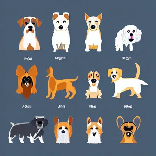 Image similar to set of logos in the form of different breeds of dogs