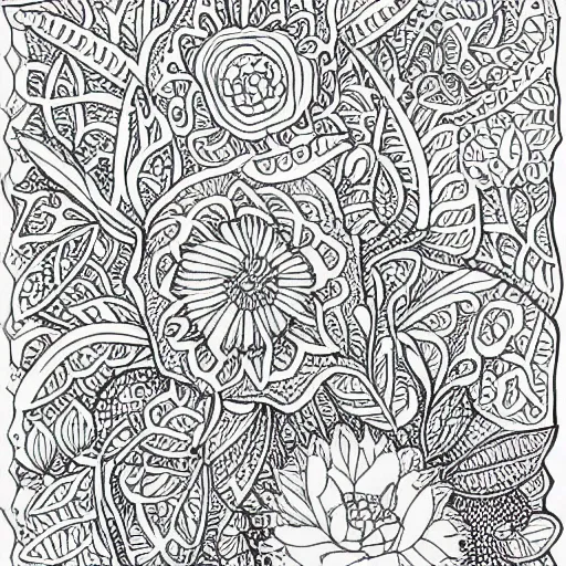 Prompt: detailed colouring-in sheet representative of the flower valley