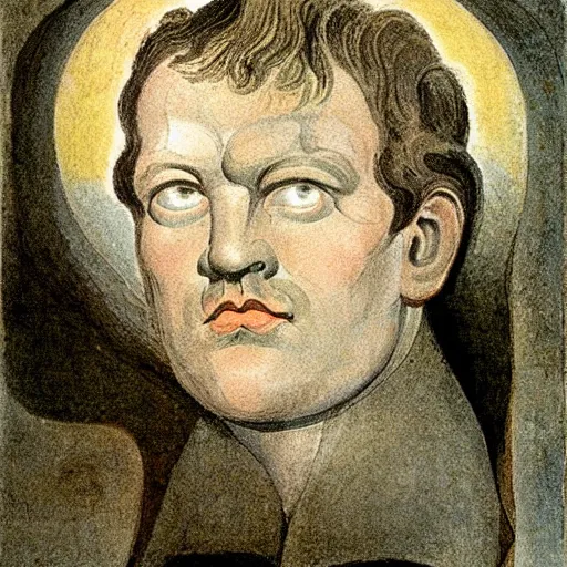 Prompt: thankful man, portrait by William Blake
