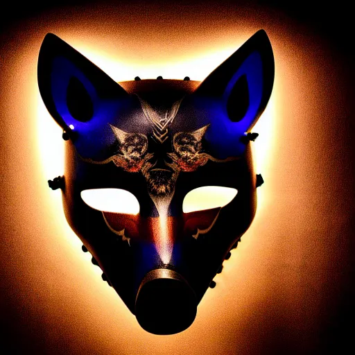 Image similar to mask of wolf - shaman, studio photo, lighting