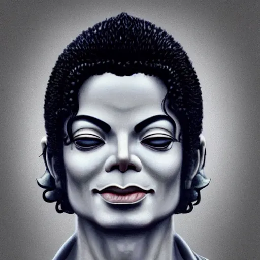 Image similar to michael jackson as buddha follower. matte, facial features, symmetrical anatomy, hyperdetailed, digital art, baroque, pop punk art style, fantasy, body features, posse features, without duplication, art by artgerm and ilya kuvshinov and vinicius gud and gustavo zambelli, intricate, photoshop render.