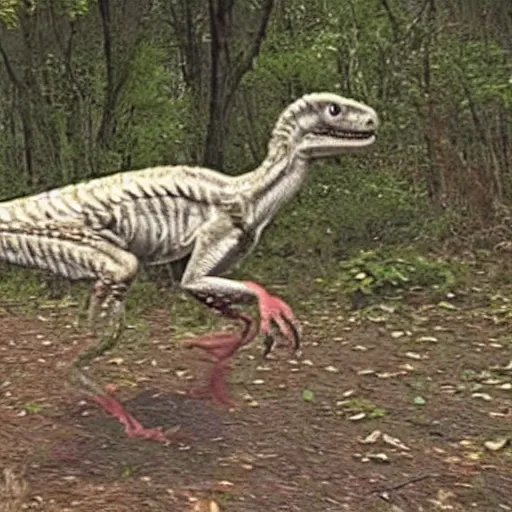 Image similar to a scary velociraptor caught on trailcam nightvision footage camera