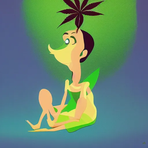 Image similar to cartoon caricature portrait of a character tries cannabis with sensibility. octane 4 k render by eyvind earle, female australian award winning illustration