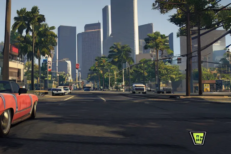 Image similar to screenshot of Grand Theft Auto 6: Houston, for ps5, Highly Detailed, Unreal engine 5, HD, 8k, GTX 3090,