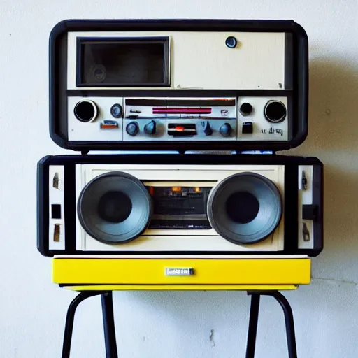 Image similar to 80s Memphis group Style radio by Dieter Rams