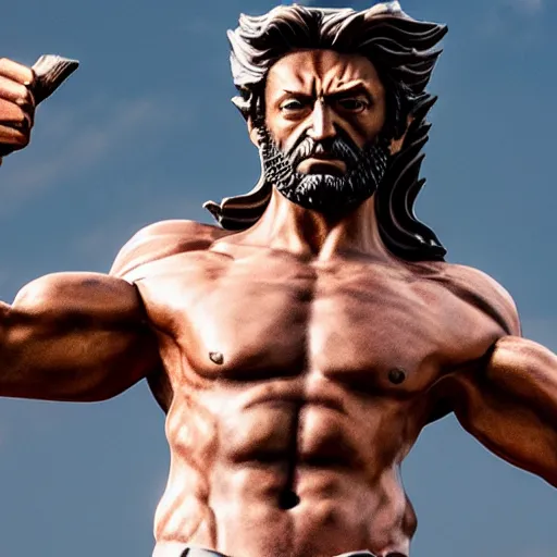 Prompt: Wolverine as a Greek statue 4k detail