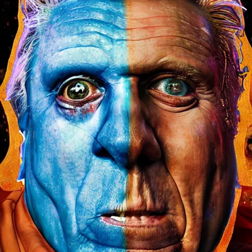 Prompt: hyperrealistic mixed media high resolution painting of Gary Busey as the !Emperor! from !Star Wars!, stunning 3d render inspired art by Jamie Salmon and WForrest and Greg Rutkowski, perfect facial symmetry, dim volumetric lighting, 8k octane beautifully detailed render, full body shot, post-processing, extremely hyper-detailed, intricate, epic composition, highly detailed attributes, highly detailed atmosphere, cinematic lighting, masterpiece, trending on artstation, very very detailed, masterpiece, stunning, flawless completion, lifelike texture, perfection,