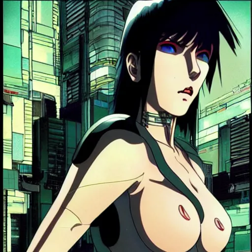 Prompt: ghost in the shell concept art by shirow masamune, anime, manga