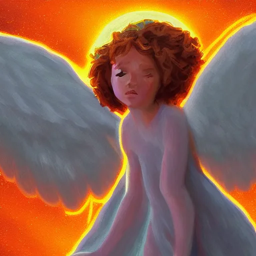 Prompt: an angel of light protecting planet earth, high detail digital painting