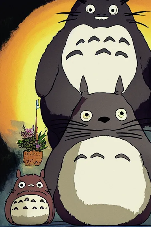 Image similar to portrait of totoro as donald trump by studio ghibli