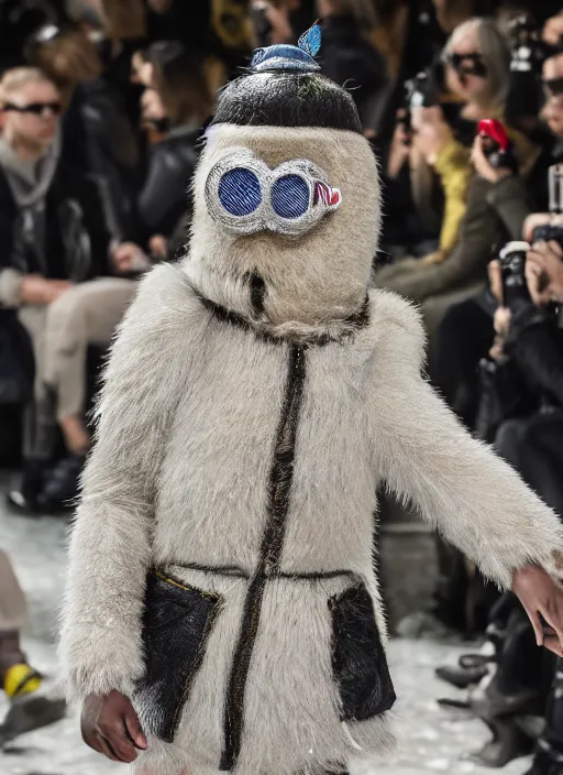 Image similar to hyperrealistic and heavy detailed moncler runway show of minions, leica sl 2 5 0 mm, vivid color, high quality, high textured, real life